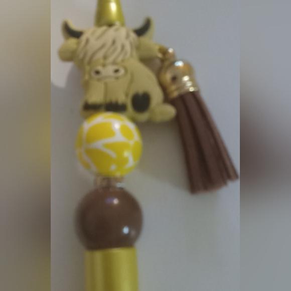 Cow beaded ink pen with tassel - Picture 2 of 4